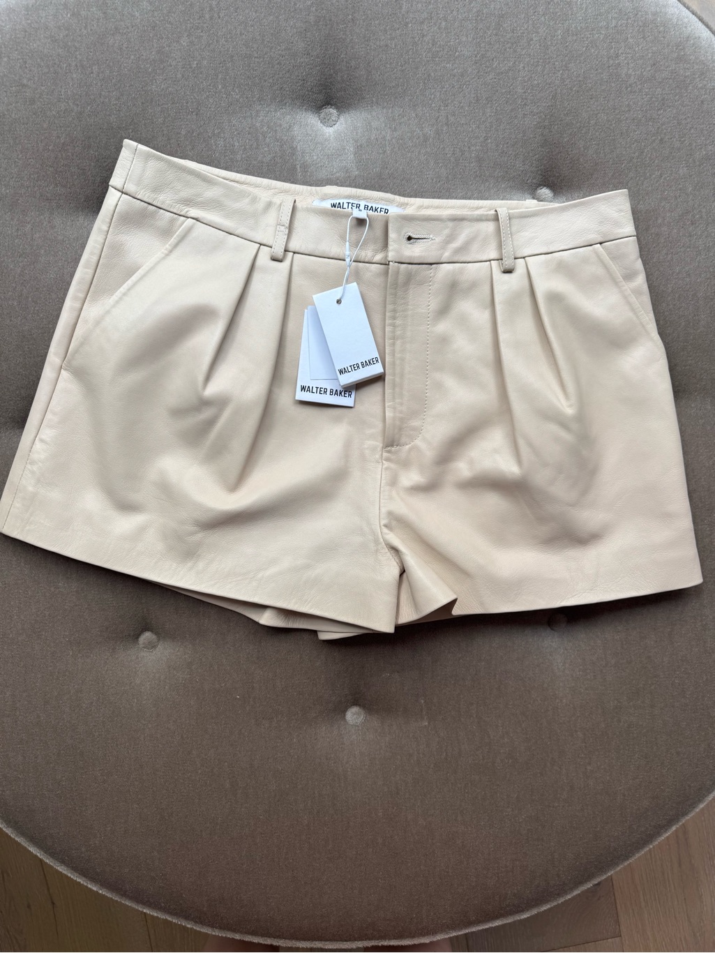 Walter Baker Beige High-Waist Pleated Tailored Shorts